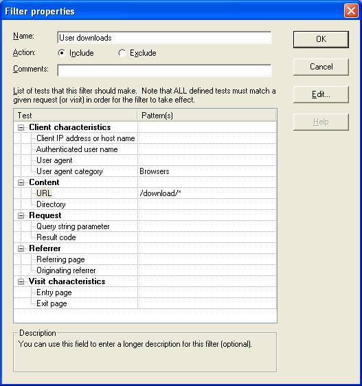 Filter properties
